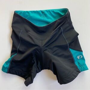 Pearl Izumi Black & Teal Women's Bike Shorts with Padded Chamois S